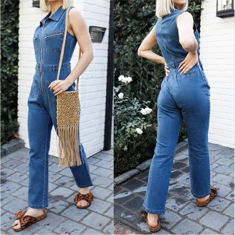 Casual Denim Overall jumpsuit - Picture 1 of 7